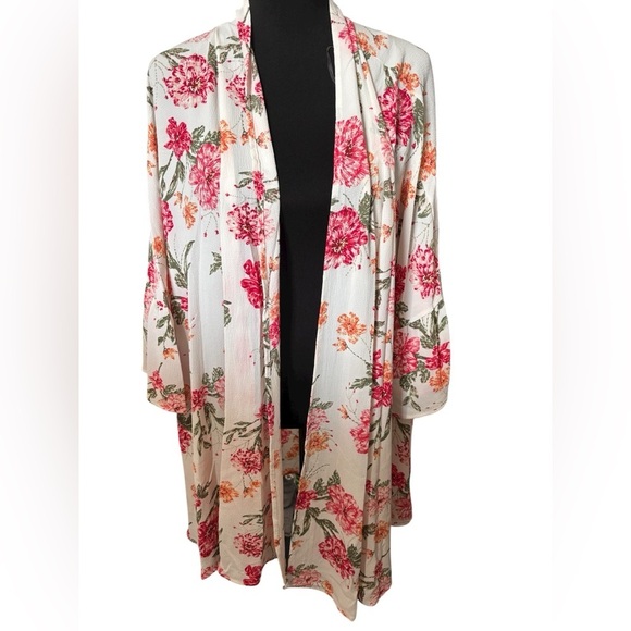 Emerald Tops - NWOT Emerald Women’s 2X Floral Kimono Cardigan Lightweight Open Front Boho Flowy